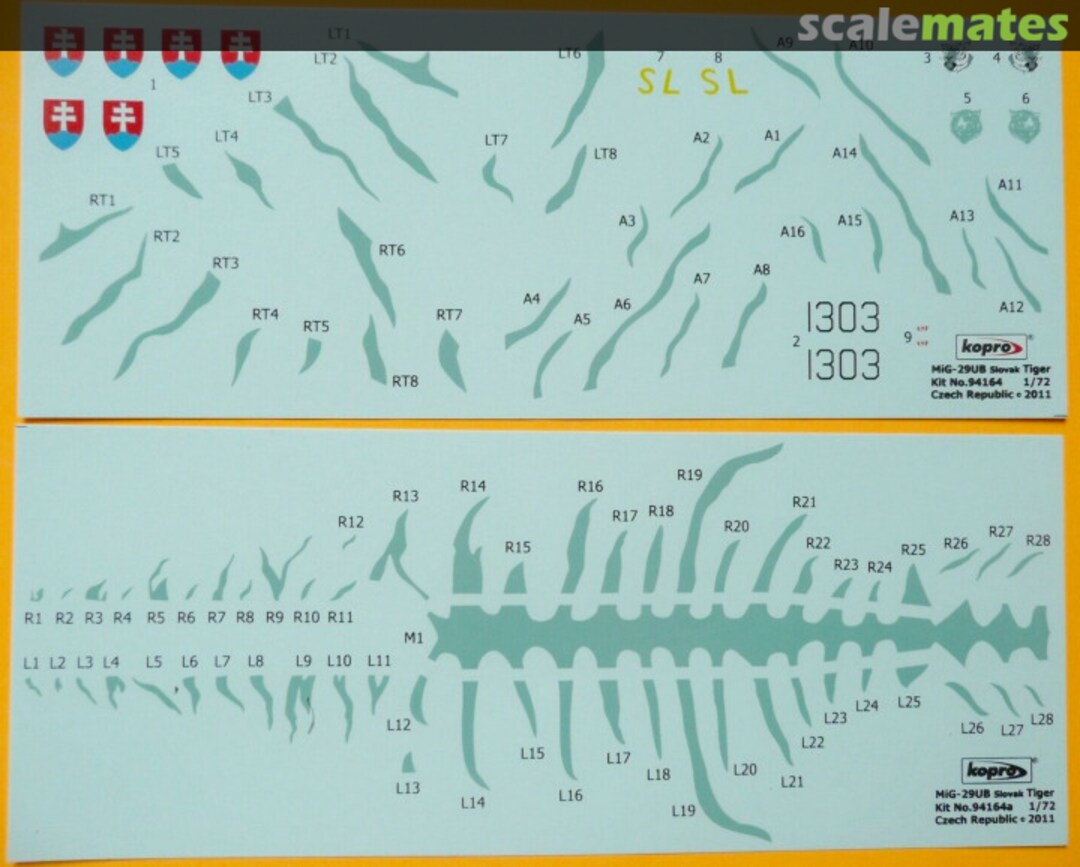 Contents MiG-29UB Fulcrum 1303, Slovak A.F. Tiger 94164 Kopro