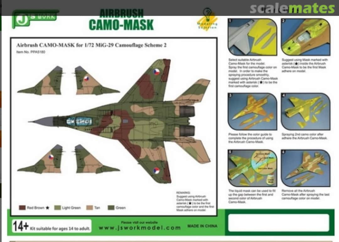 Boxart Mikoyan MiG-29 Camouflage Scheme Vol.2 Airbrush Paint Masks PPA5180 J's Work