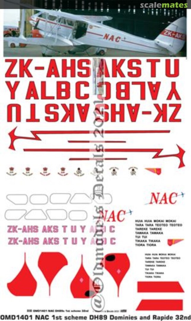 Boxart NAC 1st DH89 Dominies and Rapide OMD1401 Oldmodels Decals