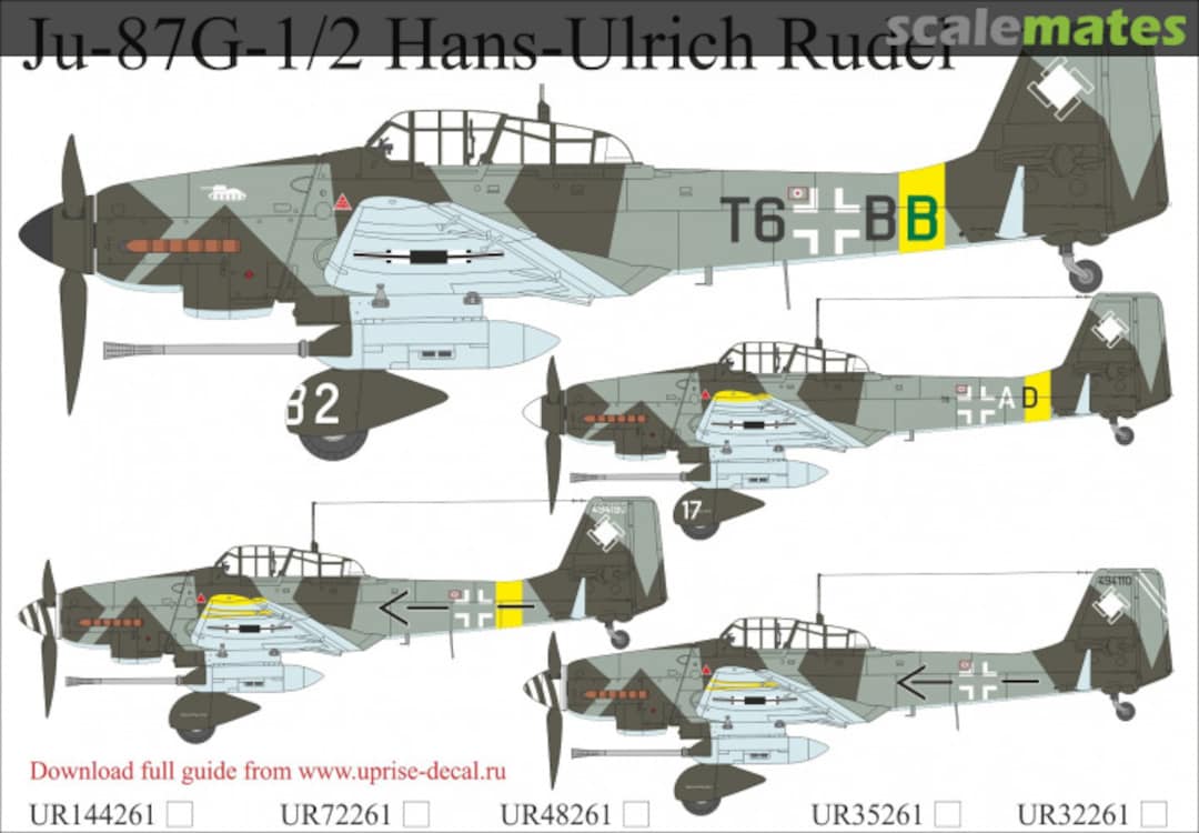 Boxart Ju-87G-1/2 Hans Ulrich Rudel with stencils, for Border kit, FFA (removable film) UR35261 UpRise Decal Serbia