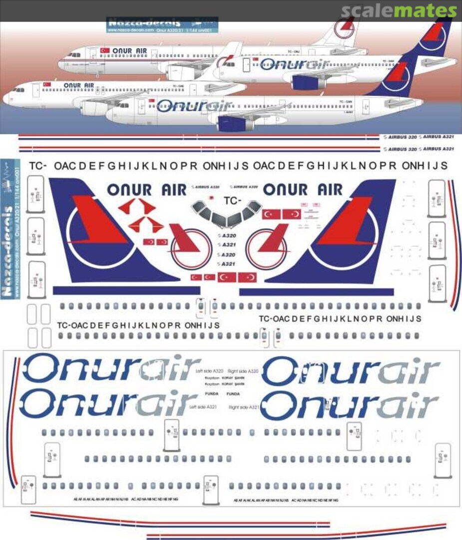 Boxart Airbus A320-212, A321-131, A321-231 ONR001 Nazca decals