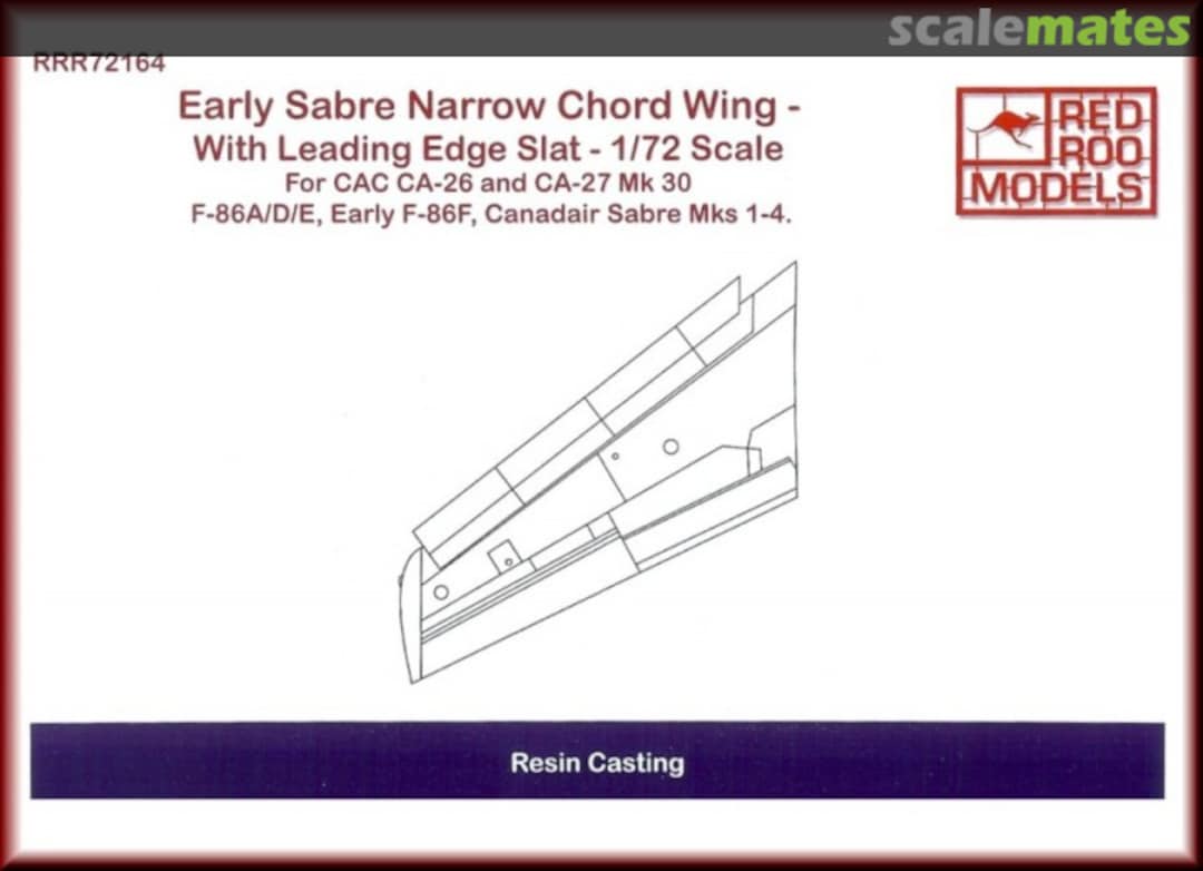 Boxart Early Sabre Narrow Chord Wing RRR72164 Red Roo Models