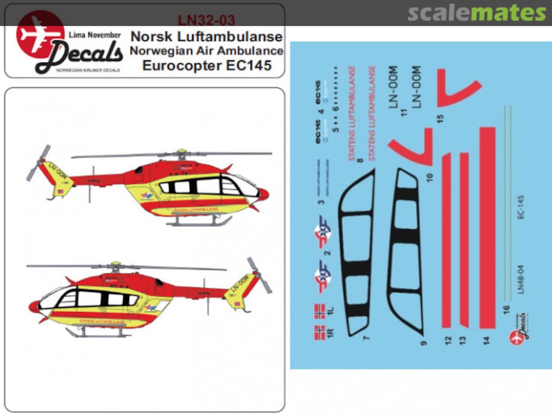 Boxart Luftambulansen Eurocopter EC145 LN32-003 Lima November Decals