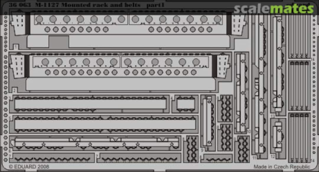 Boxart M-1127 Mounted rack and belts 36063 Eduard