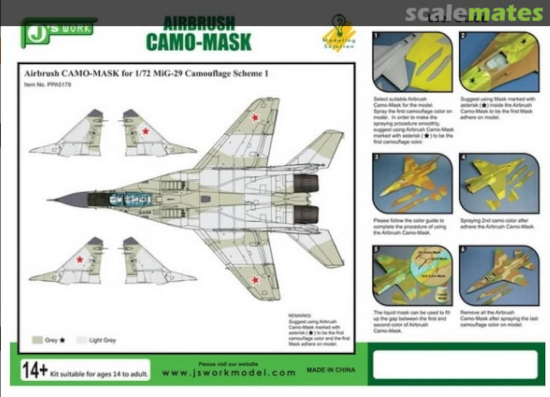 Boxart Mikoyan MiG-29 Camouflage Scheme Vol.1 Airbrush Paint Masks PPA5179 J's Work