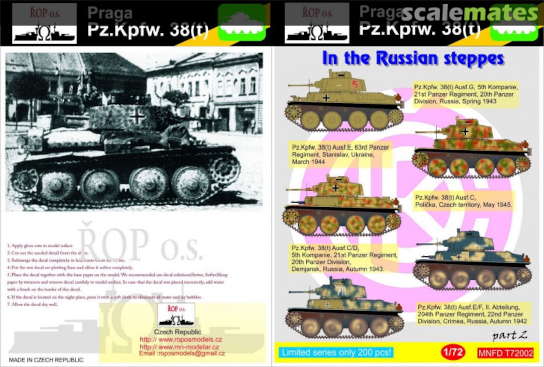 Boxart PRAGA PZ.KPFW. 38(T) - IN THE RUSSIAN STEPPES MNFDT72002 ROP o.s.