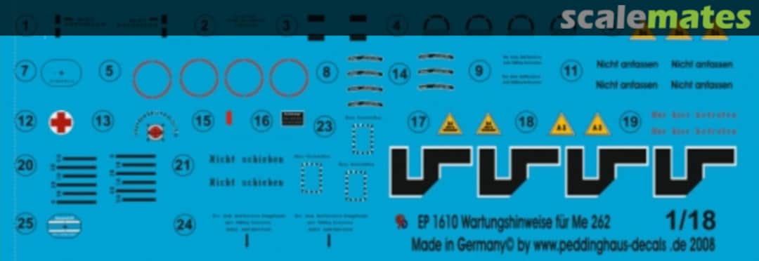 Boxart Stencils for Me 262 EP 1610 Peddinghaus-Decals