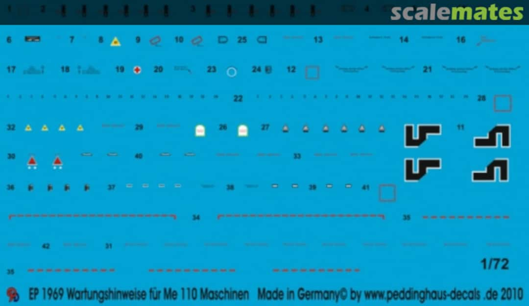 Boxart Wartungshinweise für Me 110 Maschinen EP 1969 Peddinghaus-Decals