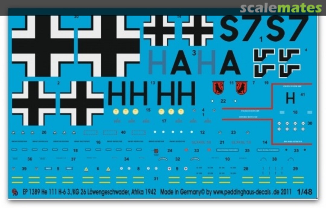 Boxart He 111 H-6 3./KG 26 Afrika 1942 EP 1389 Peddinghaus-Decals