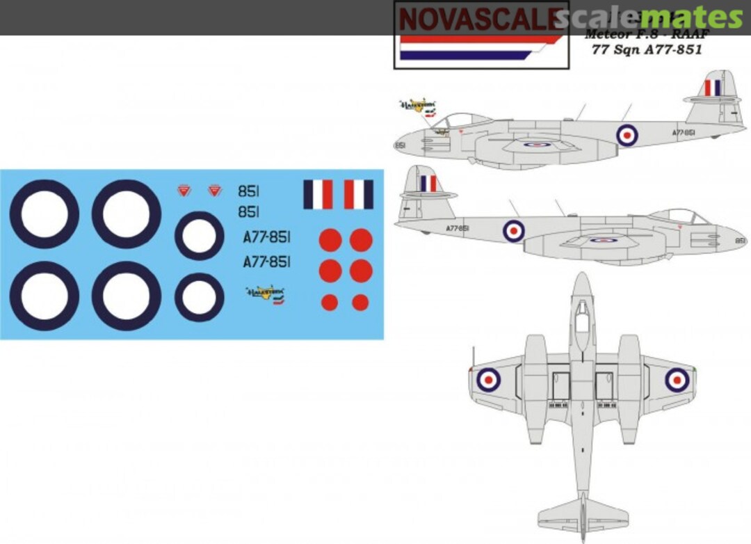 Boxart Meteor F.8 - RAAF 77 Sqn A77-851 N-48054a Novascale