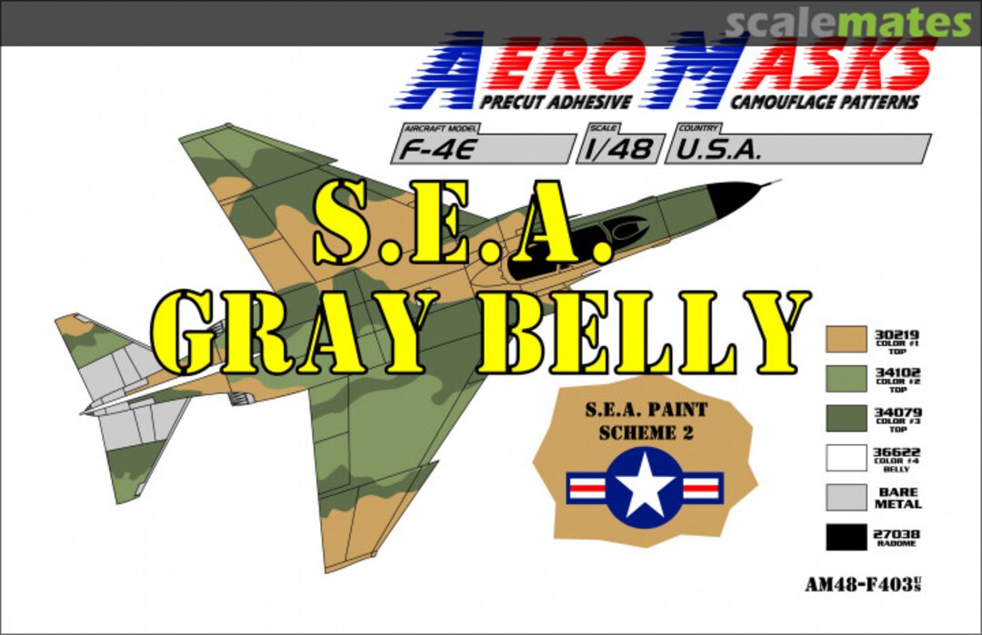 Boxart F-4E USA SEA Paint Scheme 2 SEA Gray Belly AM48-F403 AeroMasks