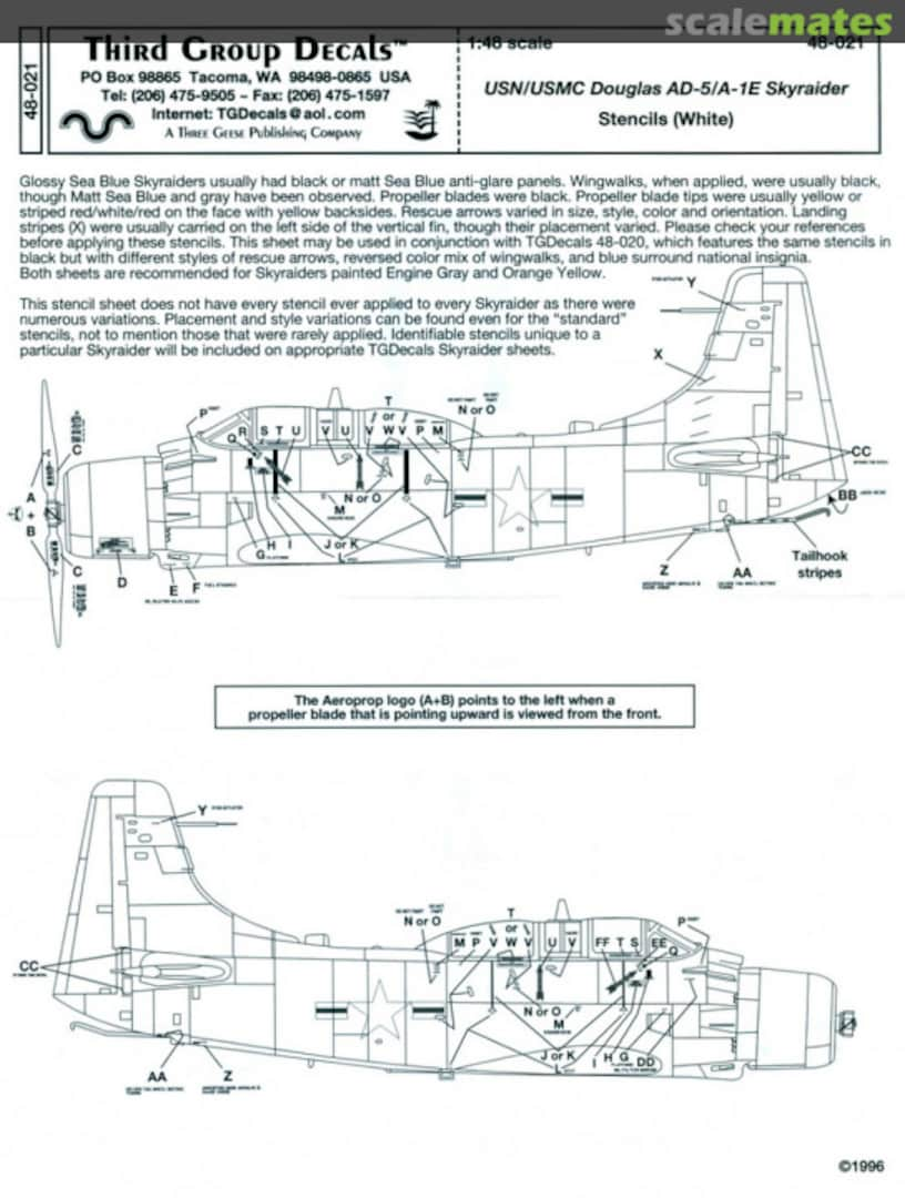 Boxart Douglas AD-5/A-1E Skyraider 48-021 Third Group Decals