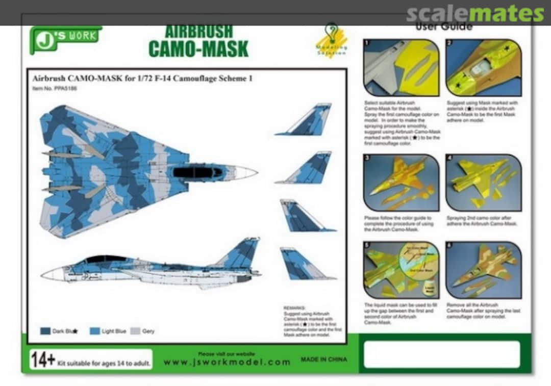 Boxart Airbrush CAMO-Mask F-14 Camo Scheme 1, J's Work 5186 PPA5186 J's Work