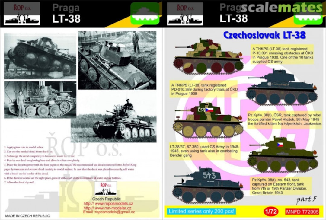 Boxart PRAGA LT-38 - CZECHOSLOVAK LT-38 MNFDT72005 ROP o.s.