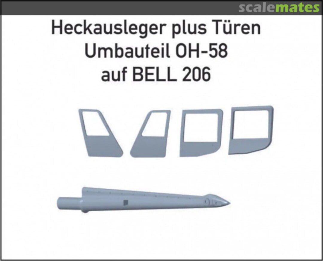 Boxart Heckausleger + Türen Umbauset OH-58 auf Bell 206 HT72007 Brent-Air-Decals