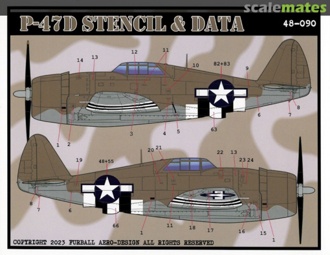 Boxart P-47D Stencil & Data 48-090 Furball Aero-Design