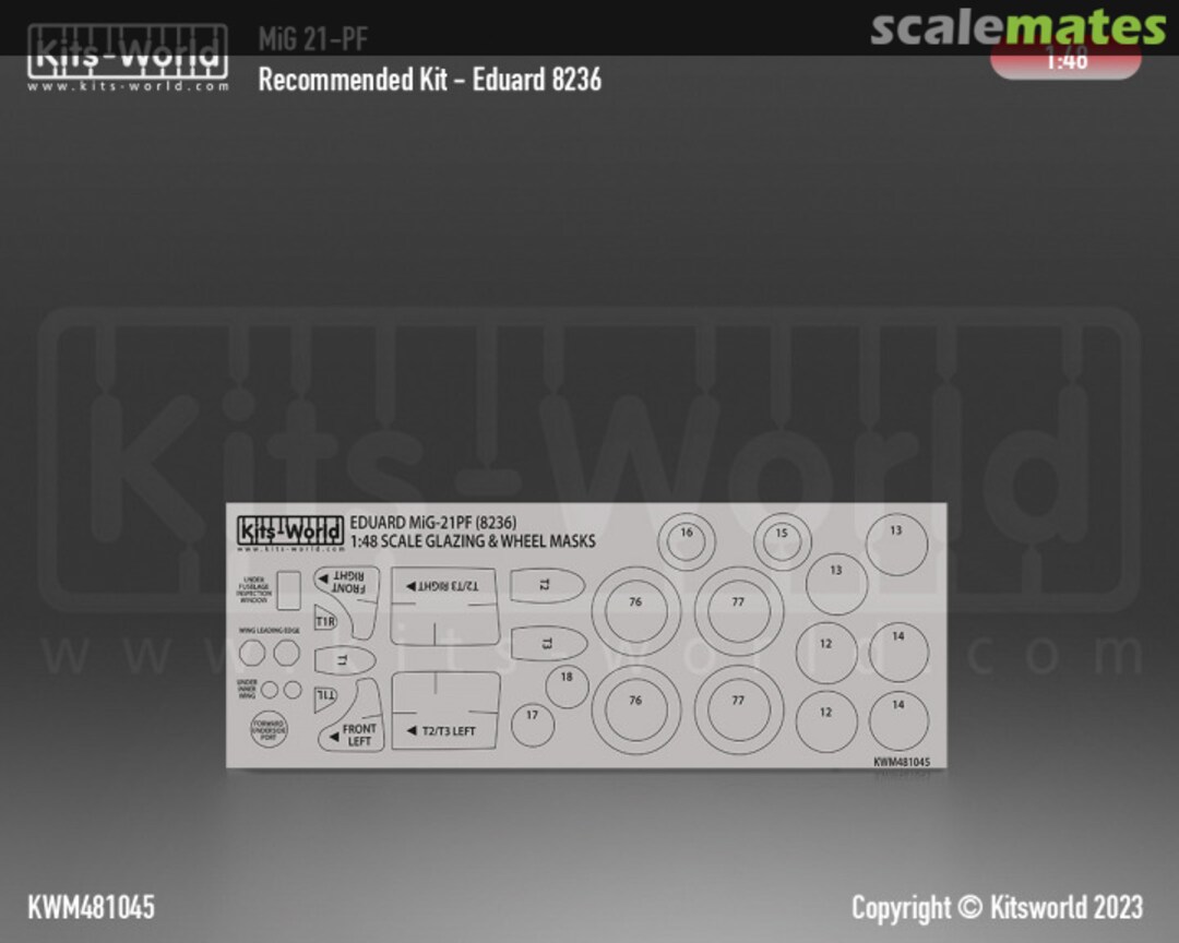 Boxart MiG 21-PF Canopy/Wheel Mask KWM481045 Kits-World