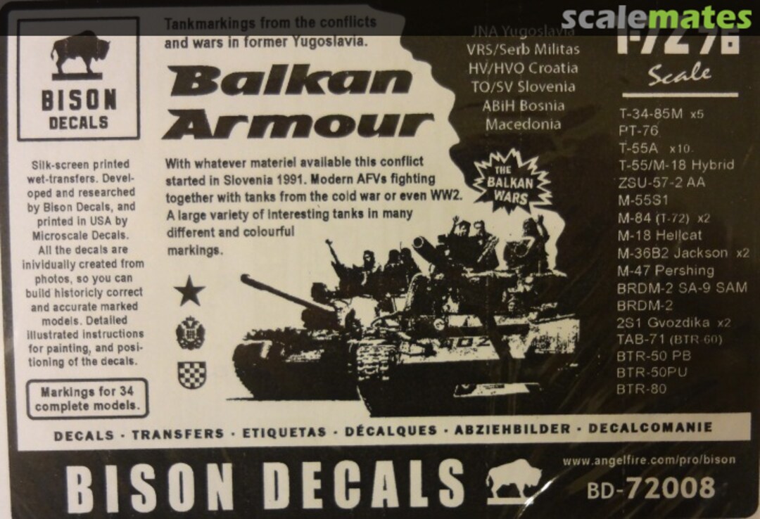 Boxart Balkan Armor 72008 Bison Decals