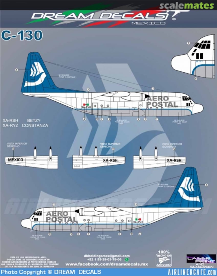 Boxart Lockheed C-130A Hercules: AeroPostal Mexico Z Dream Decals