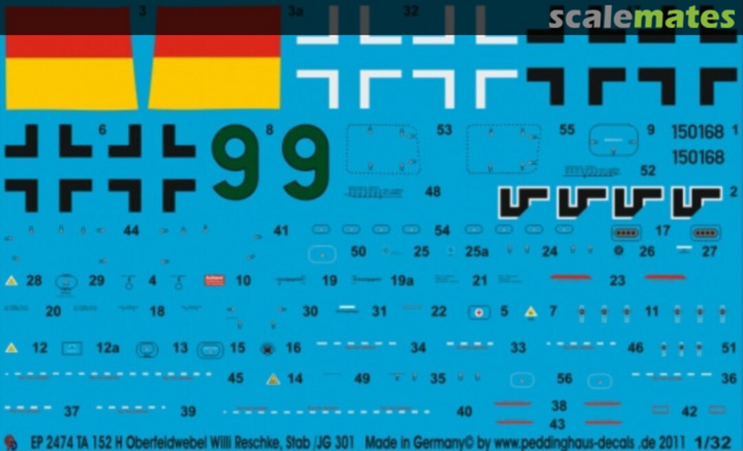 Boxart Ta 152 H Oberfeldwebel Willi Reschke, Stab /JG 301 EP 2474 Peddinghaus-Decals