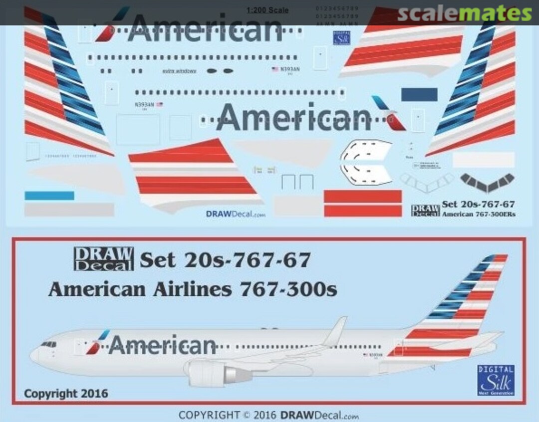 Boxart American Airlines 767-300s 20-767-67 Draw Decal