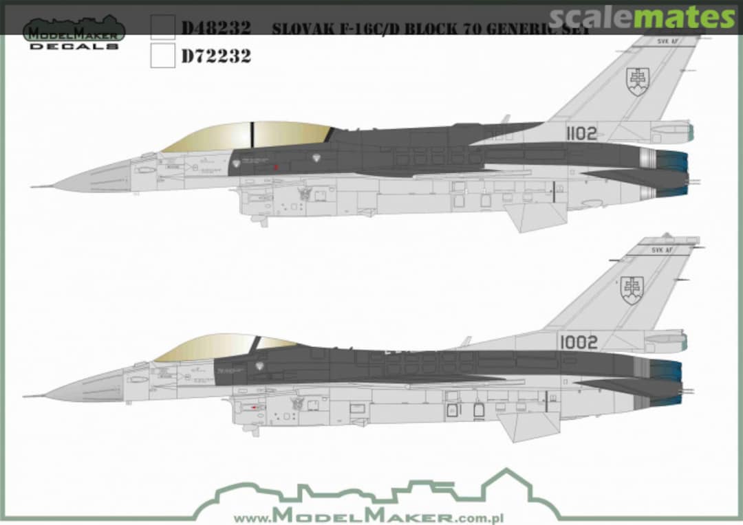 Boxart Slovak F-16C/D generic set D72232 ModelMaker