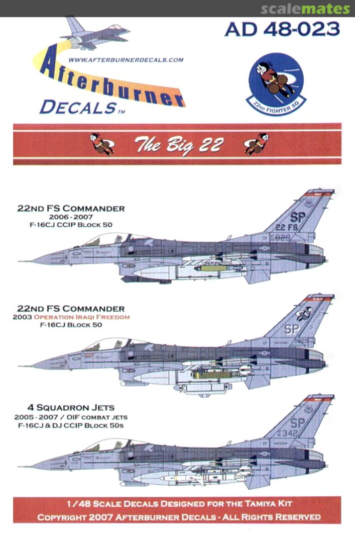 Boxart The Big 22 AD 48-023 Afterburner Decals