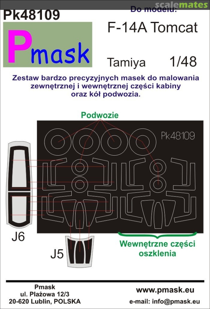 Boxart Maski do kabin F-14A Tomcat for Tamiya PK48109 Pmask