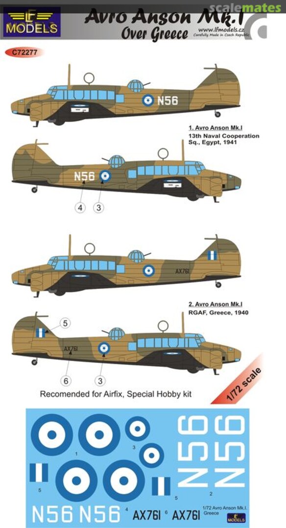 Boxart Avro Anson Mk.I C72277 LF Models