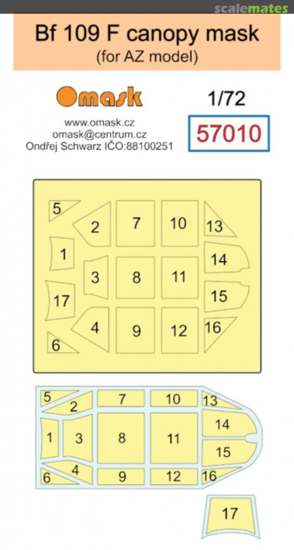 Boxart Bf 109 F canopy mask 57010 Omask