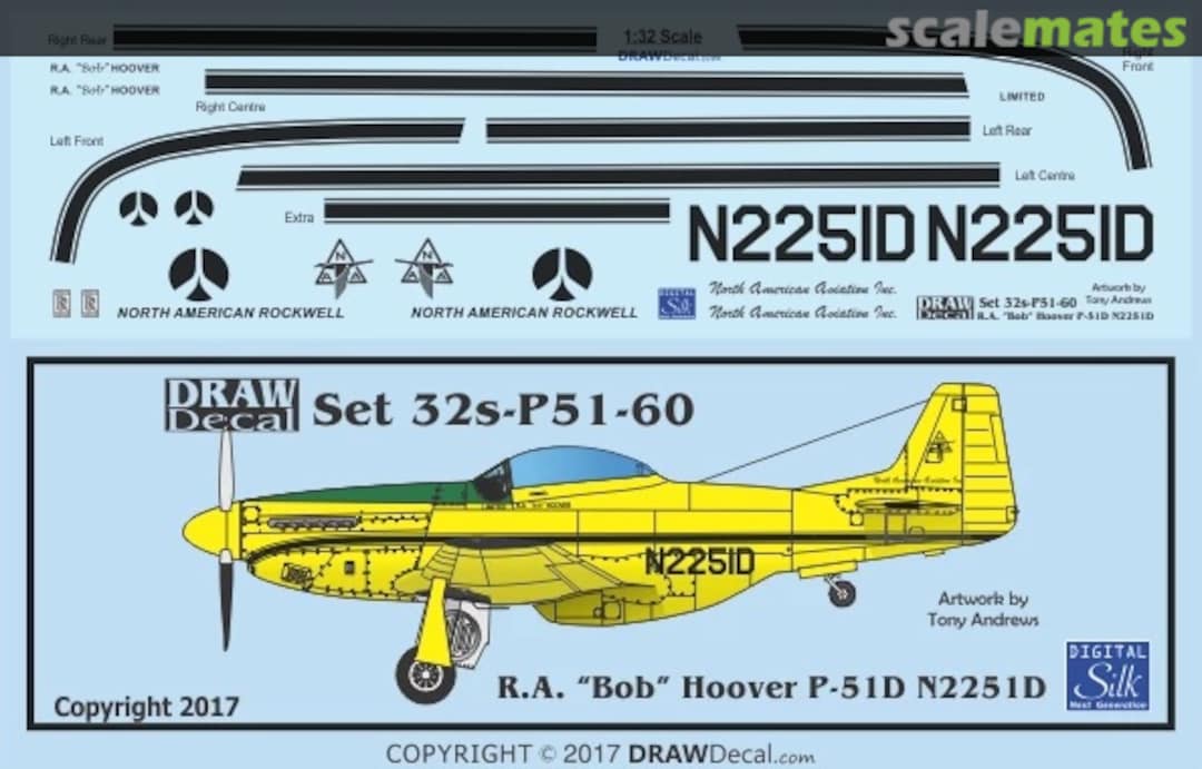 Boxart R.A. “Bob” Hoover P-51D N2251D 32-P51-60 Draw Decal