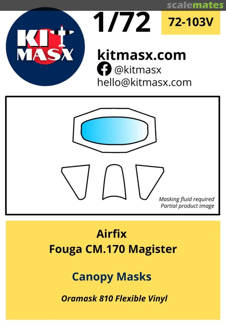 Boxart Fouga CM.170 Magister Canopy Masks 72-103V Kit Masx