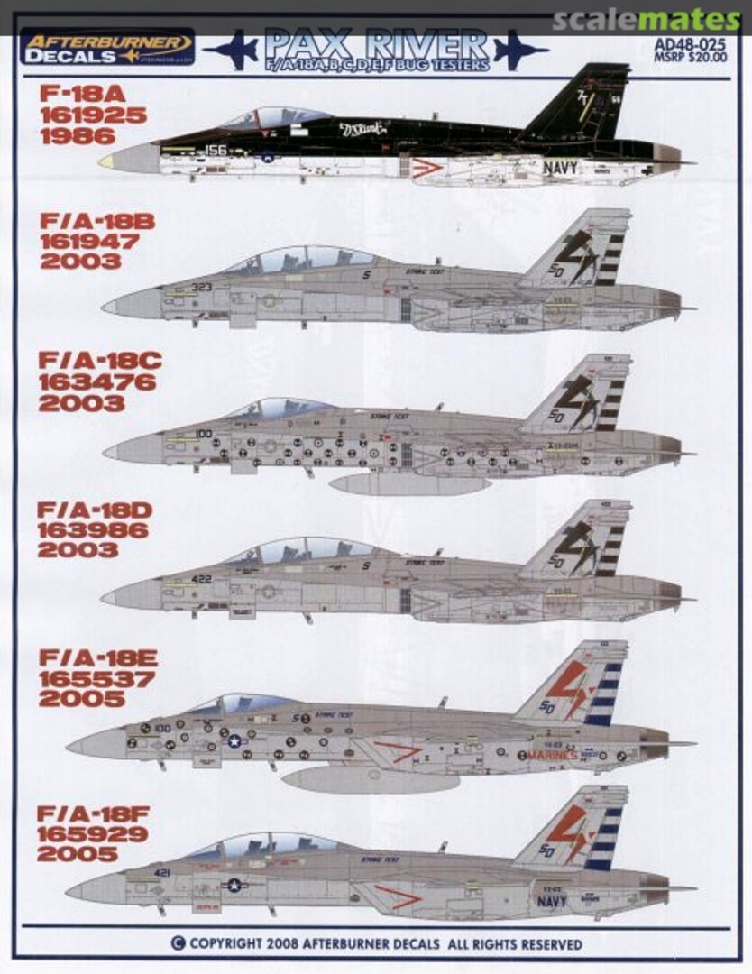 Boxart Pax River 48-025 Afterburner Decals