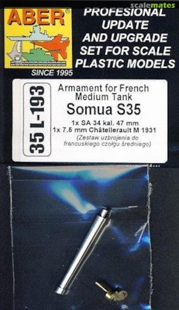 Boxart 47mm SA35 and 7.5mm MAC-31 for French Medium Tank SOMUA S35 35L193 Aber