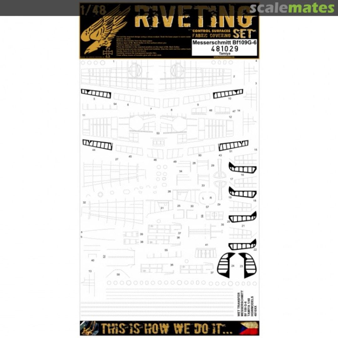 Boxart Bf109G-6 Tamiya - Riveting Set 481029 HGW Models