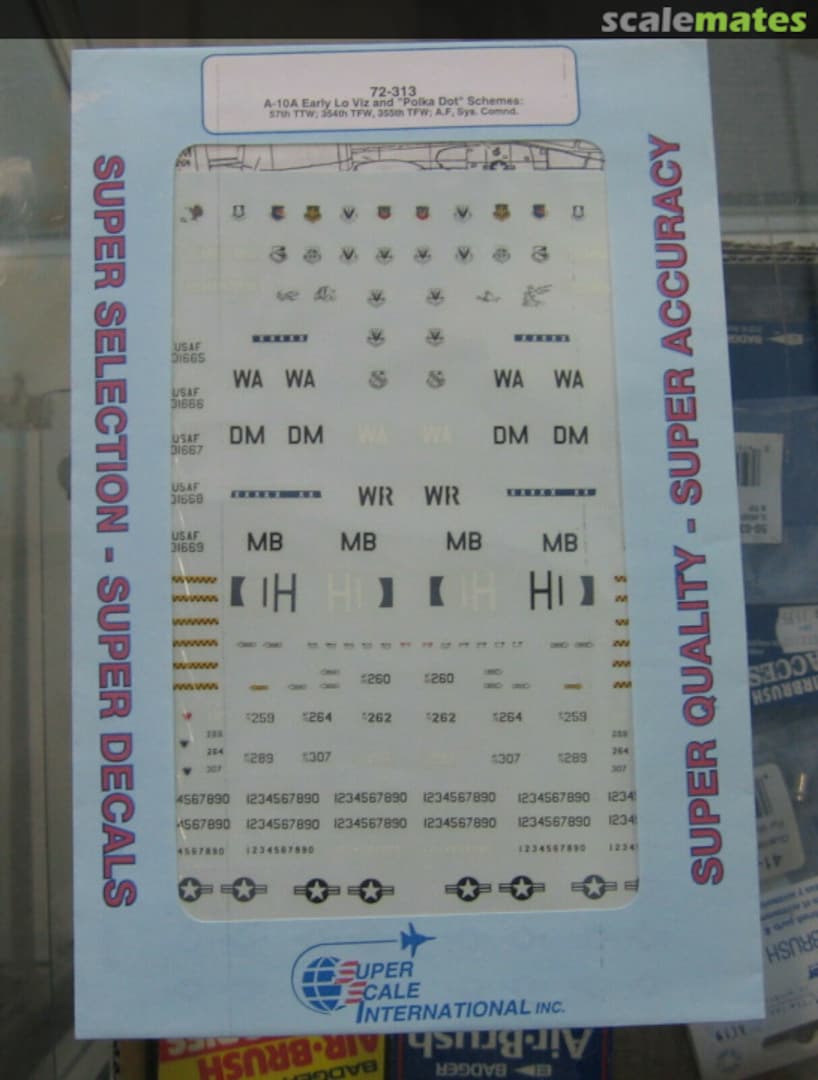 Boxart A-10A Early Lo Viz and Polka Dot Schemes: 57th TTW; 354th TFW; 355 TFW; A.F. Sys. Comd. 72-313 Microscale