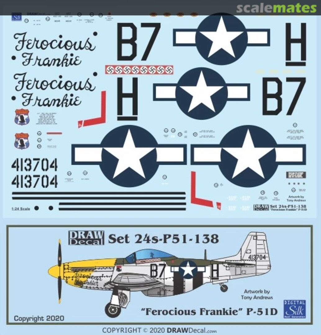 Boxart “Ferocious Frankie” P-51D 24-P51-138 Draw Decal