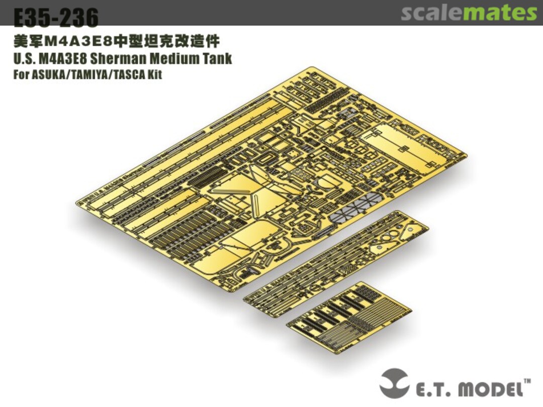 Boxart M4A3E8 Sherman Medium Tank Photo-Etched Set E35-236 E.T. Model