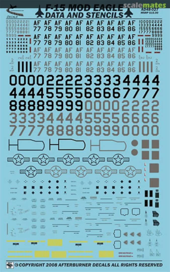 Boxart F-15 Mod Eagle Data and Stencils 48-027 Afterburner Decals