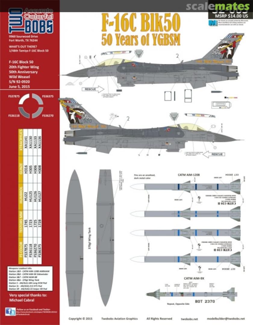 Boxart F-16C Blk50 50 Years of YGBSM 32-065 TwoBobs Aviation Graphics