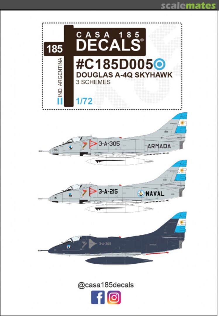 Boxart Douglas A-4Q Skyhawk Armada Argentina C185D005 Casa 185 Decals