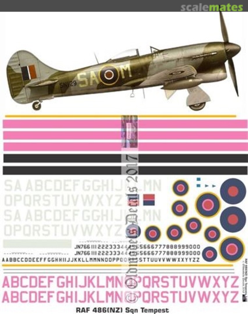 Boxart RAF 486(NZ) Sqn Tempests OMD0720 Oldmodels Decals