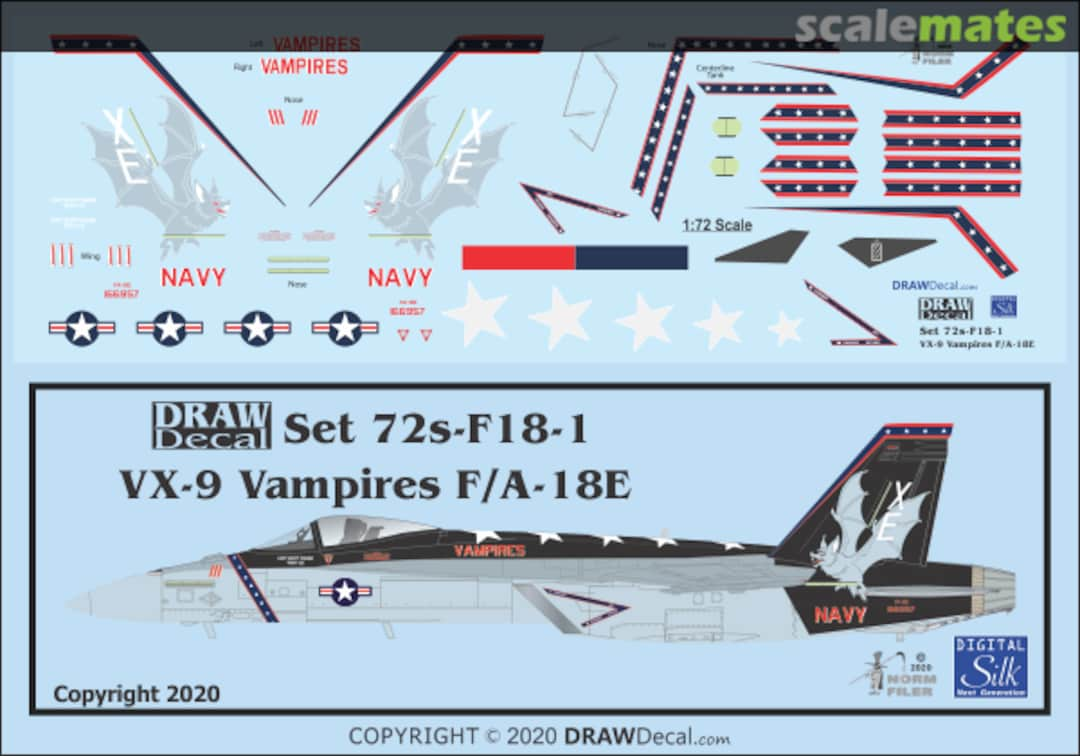 Boxart VX-9 Vampires F/A-18E 72s-F18-1 Draw Decal