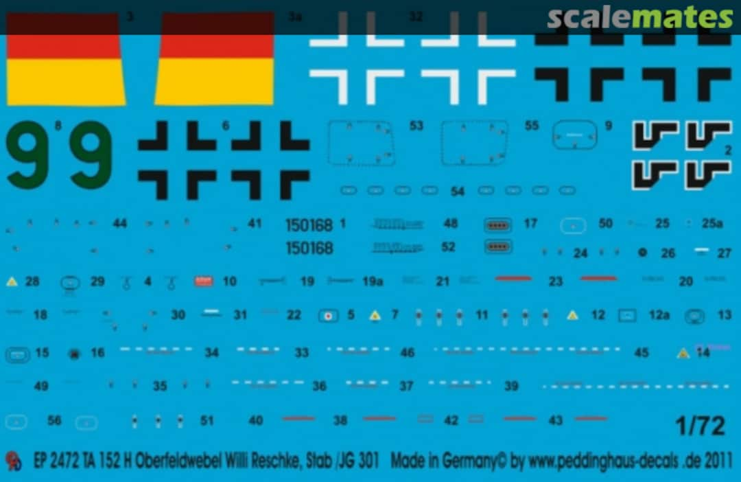 Boxart Ta 152 H Oberfeldwebel Willi Reschke, Stab /JG 301 EP 2472 Peddinghaus-Decals