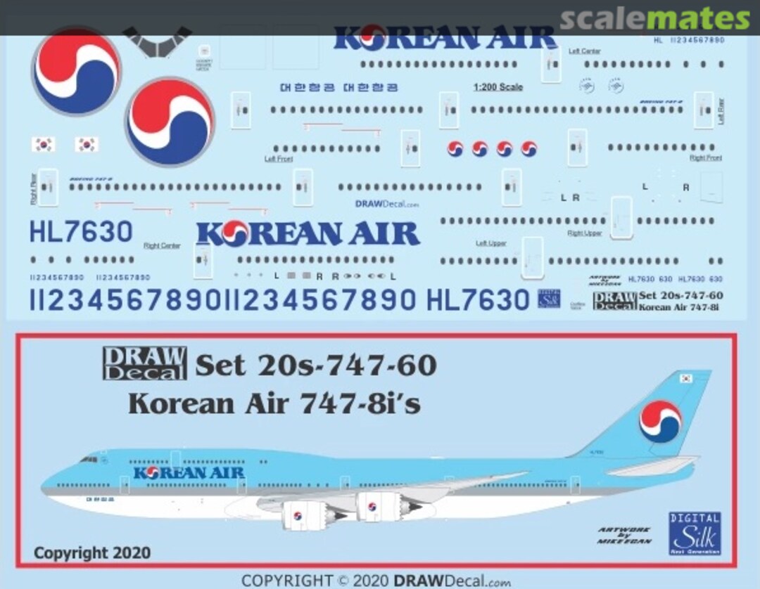 Boxart Korean Air 747-8i 20-747-60 Draw Decal