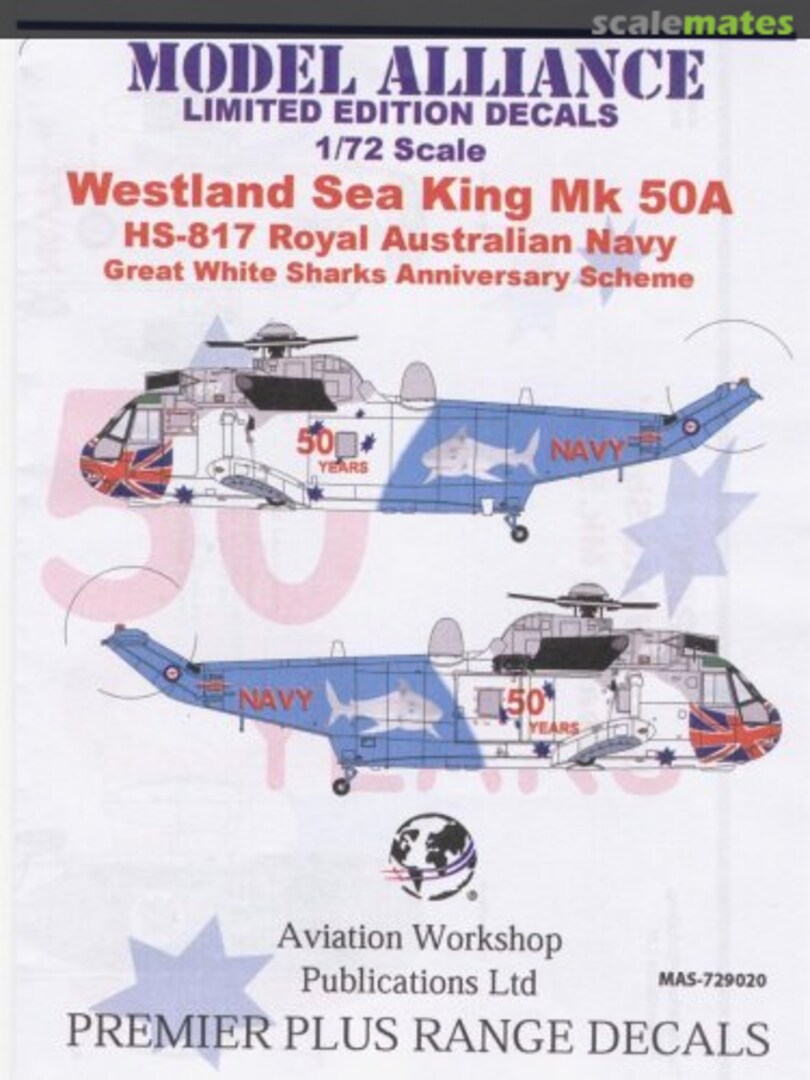 Boxart Westland Sea King Mk50A HS-817 RAN Great White Shark Anniversary Scheme 729020 Model Alliance