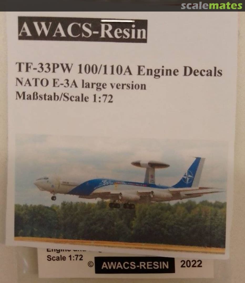 Boxart TF-33PW 100/110A Engine Decals na AWACS-Resin