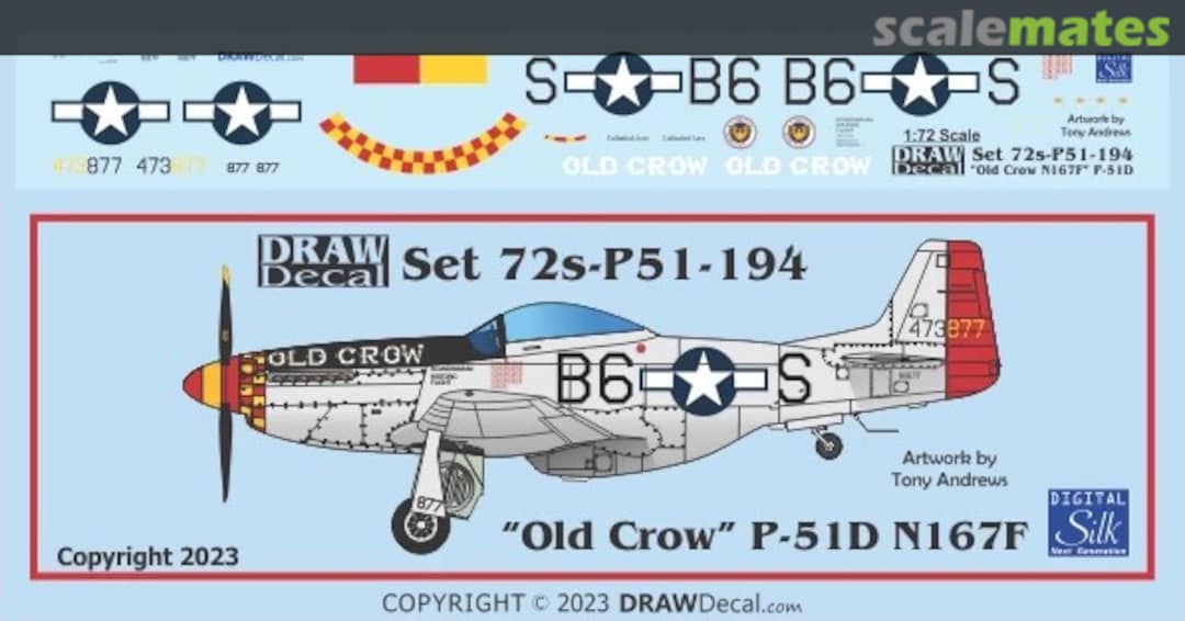 Boxart “Old Crow” P-51D N167F 72-P51-194 Draw Decal