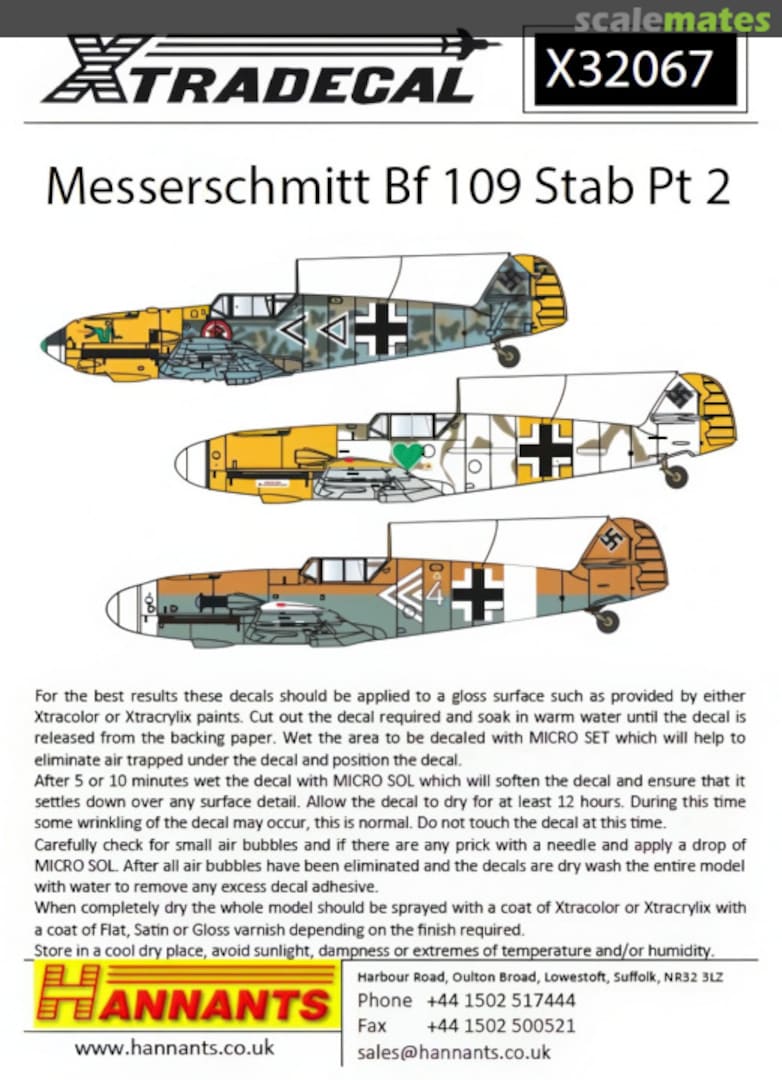 Boxart Messerschmitt Bf 109 Stab Pt 2 X32067 Xtradecal