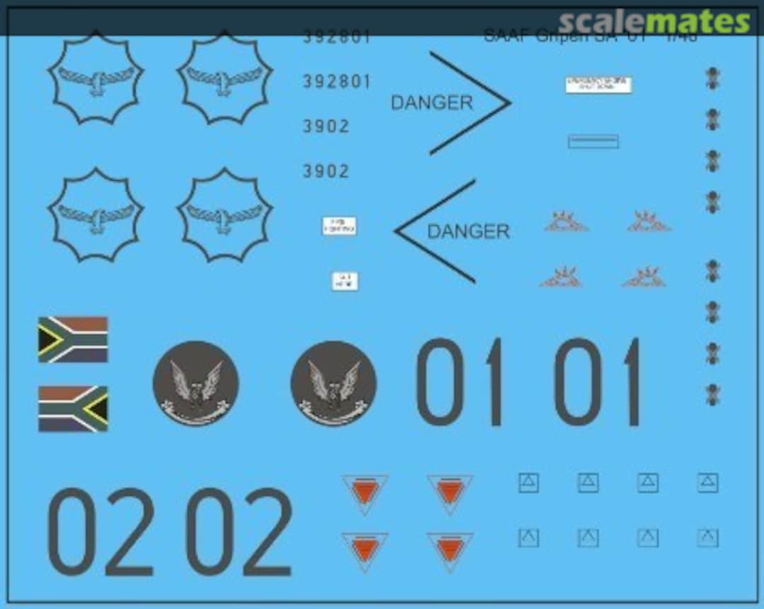 Boxart SAAF Gripen SA MAV-720188 MAV Decals